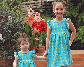 Mila's Knit Flutter Top and Dress PDF Pattern sizes 2T to 14 girls