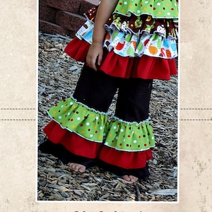 Kara's Triple Ruffle Pants and Capris Sizes NB to 8 Kids and Dolls PDF Pattern Sewing Pattern Boutique Style Babies Toddlers image 1