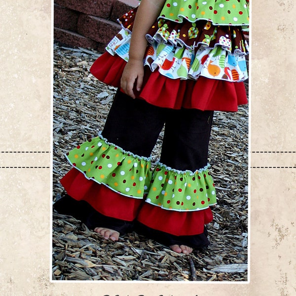 Kara's Triple Ruffle Pants and Capris Sizes NB to 8 Kids and Dolls PDF Pattern | Sewing Pattern | Boutique Style | Babies | Toddlers
