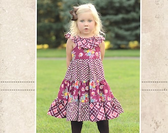 Lorelai's Tiered Ruffle Neck Dress PDF Pattern sizes 6/12 months to 15/16 Kids