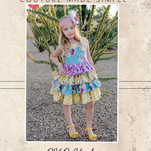 Blanche's Frilly Top and Dress PDF Sewing Pattern sizes NB to 8 Kids Plus FREE Doll