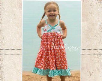 Ivy's Criss Cross Ruffle Top, Sundress, and Maxi Dress PDF Pattern sizes Newborn to 8 Kids Plus Free Doll Pattern