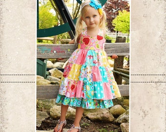 Tiffany's Sweetheart Patchwork Twirly Dress PDF Pattern Sizes 6-12 months to size 8