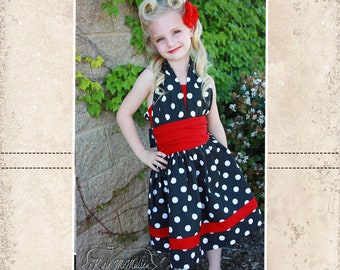 Lexie's Retro Halter Dress PDF Pattern Sizes 6/12m to 8 Kids Plus Free Doll Pattern