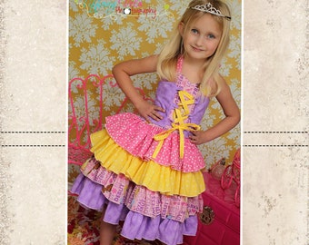 Primrose Ruffled corset princess Dress PDF Pattern sizes Newborn to 8 Plus Free Doll Pattern