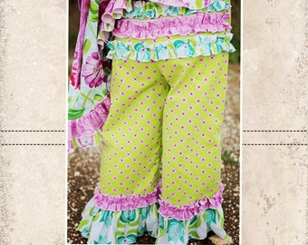Olivia's Ruffle Bottom Pants and Capris Sizes NB to 8 Kids and Dolls PDF Pattern | Frilly Butt | Boutique Style | Babies | Toddlers