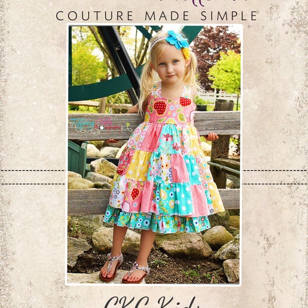 Tiffany's Sweetheart Patchwork Twirly Dress PDF Pattern Sizes 6-12 months to size 8