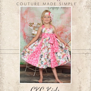 Gwen&#39;s Sweetheart Godet Dress PDF Pattern size 6-12 months to 8 Kids Plus FREE Doll Pattern