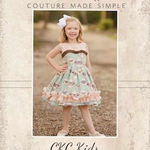 Celeste's Boat Neck Dress and Top Sizes Newborn to 8 Kids PDF Pattern image 1