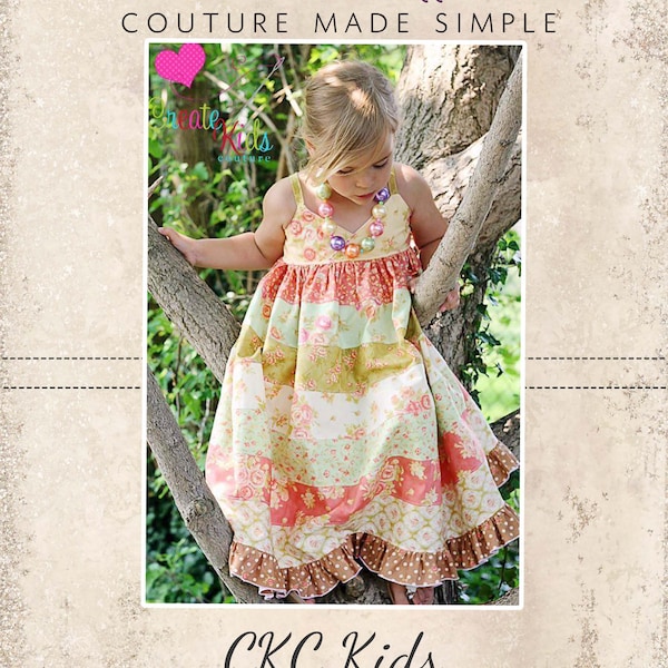 Piper's Stripwork Maxi Dress PDF Pattern sizes 6/12 months to 8 Kids