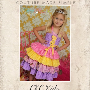 Primrose Ruffled corset princess Dress PDF Pattern sizes Newborn to 8 Plus Free Doll Pattern