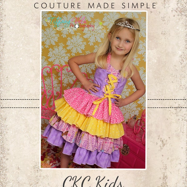 Primrose Ruffled corset princess Dress PDF Pattern sizes Newborn to 8 Plus Free Doll Pattern