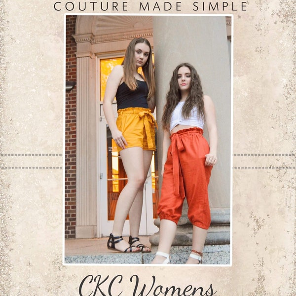 Century's High Waisted Elastic and Paperbag Pants, Capris, & Shorts Sizes XXS to 3X Adults PDF Pattern | A0 Pattern Pieces Included