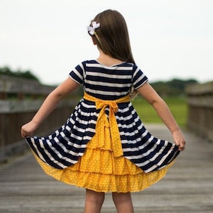 Jeanette's Ruffle Back Knit Dress PDF Pattern Sizes 6/12m to 8 girls