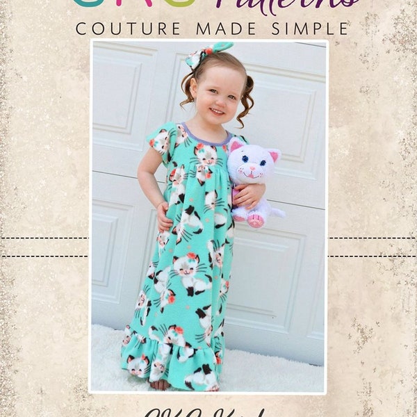 Adorable chemise de nuit en polaire Aurora pour enfants, tailles 2T à 14, motif PDF