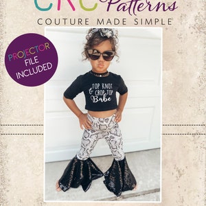 Perseas Bell Bottom Leggings PDF Pattern Sizes Newborn to 14 Kids Boutique Style A0 and Projector File Babies Tweens Toddlers image 1