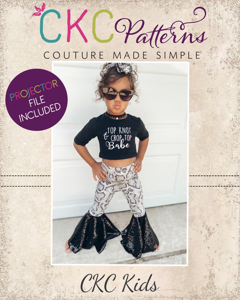 Perseas Bell Bottom Leggings PDF Pattern Sizes Newborn to 14 Kids Boutique Style A0 and Projector File Babies Tweens Toddlers image 1