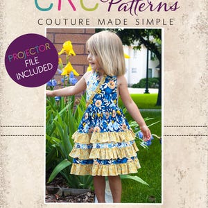 Marie’s Little Ruffle Dress PDF Sewing Pattern | Kids Sizes 2T to 14 | Halter Tie Dress with Ruffle Options