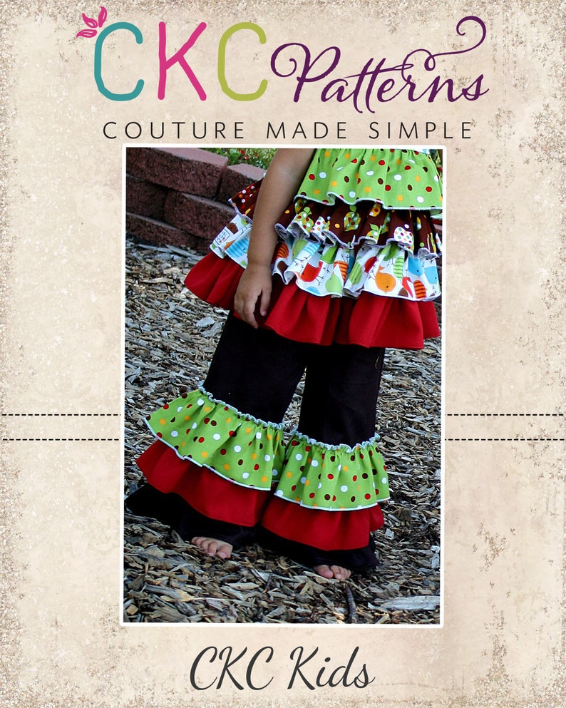 Kara's Triple Ruffle Pants and Capris Sizes NB to 8 Kids and Dolls PDF Pattern Sewing Pattern Boutique Style Babies Toddlers image 1