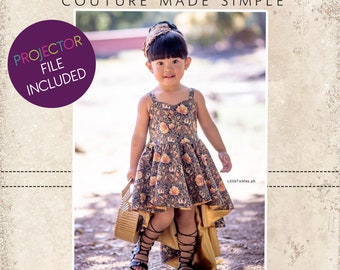 Adileen&#39;s Cascading Dress and Tunic Sizes 2T to 14 Kids and Dolls PDF Pattern | A0 and Projector File