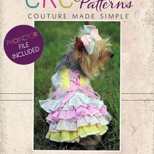 Primrose's Ruffled Corset Princess Dress for Small Breed Dogs PDF Pattern | Pattern sizes XS to XL | A0 and Projector File