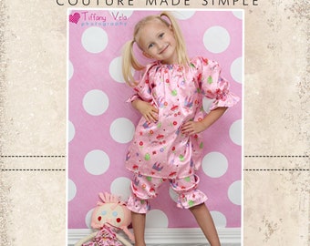 Abby's Night Gown and Bloomers Set size 6-12 months to 8 and Dolls PDF Pattern