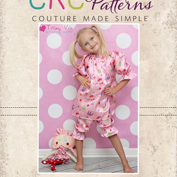 Abby's Night Gown and Bloomers Set size 6-12 months to 8 and Dolls PDF Pattern