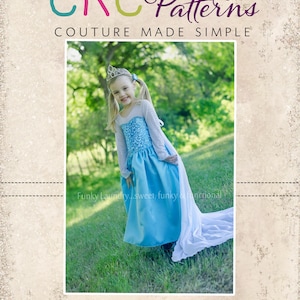 Patrón PDF del vestido de princesa de todos los días de Elise Tallas 6/12 m a niñas 15/16 niño plus Patrón de muñeca GRATIS