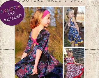 Clarabelle's Criss-Cross Scooped Back Dress Sizes 2T to 14 Kids PDF Pattern