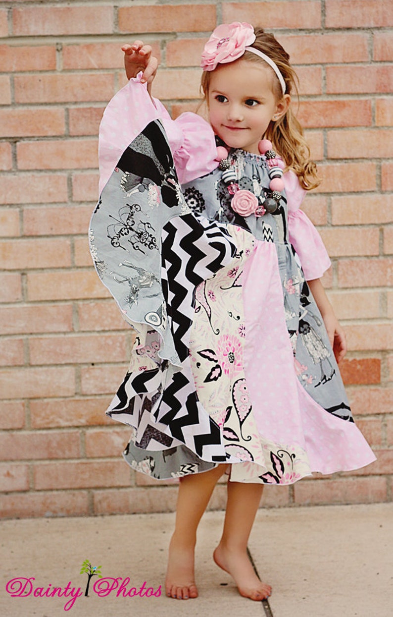 Violette's Swirly Peasant Dress PDF Pattern sizes Newborn to 8 Kids Plus FREE Doll Pattern image 4