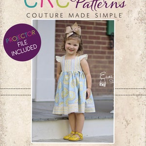 Nadia's Square Neck Kleid Größen NB bis 14 Kinder PDF Pattern | Boutique-Stil | A0 und Projector-Dateien | Babys | Kleinkinder
