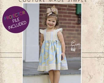 Nadia's Square Neck Dress Sizes NB to 14 Kids PDF Pattern | Boutique Style | A0 and Projector Files | Babies | Toddlers