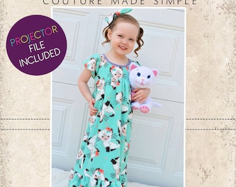 Aurora's Adorable Fleece Nightgown Sizes 2T to 14 Kids PDF Pattern | A0 File | Projector File