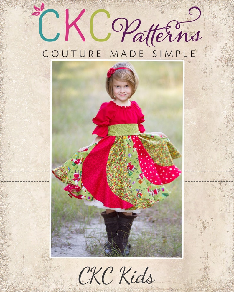 Violette's Swirly Peasant Dress PDF Pattern sizes Newborn to 8 Kids Plus FREE Doll Pattern image 1
