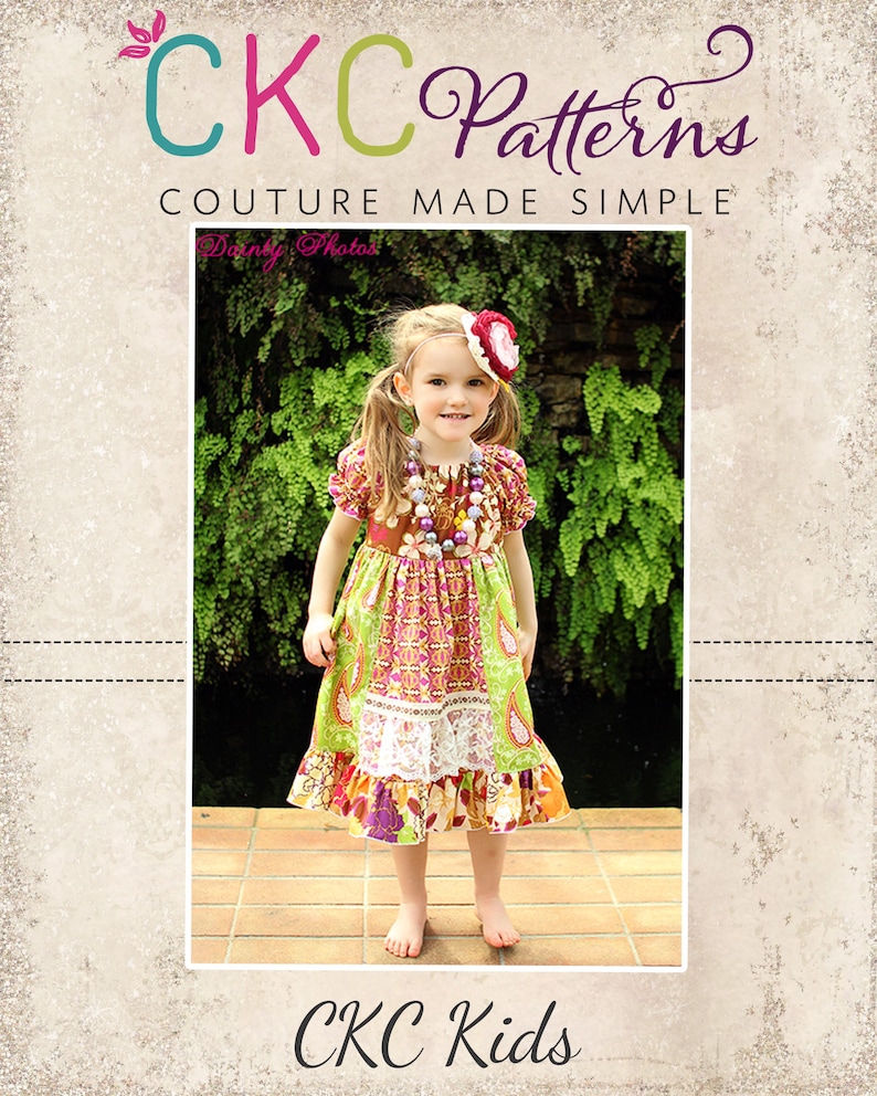 Molly's Faux Apron Peasant Dress PDF Pattern size Newborn to 8 Kids Plus Free Doll Pattern image 1