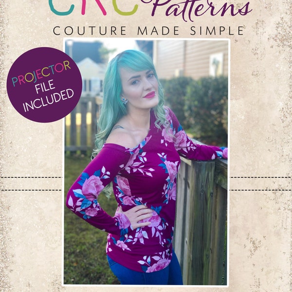 Ellis' Off The Shoulder Top Sizes XXS to 3X Adults PDF Pattern | Women | Boutique Style | A0 and Projector File