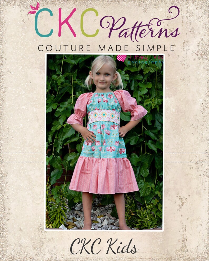 Malyn's Pretty Peasant Dress PDF Pattern size Newborn to 8 Kids image 1