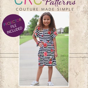 Dana&#39;s Dolman Top, Dress, and Maxi PDF Pattern Sizes 2T to 14 Kids | A0 and Projector File | Knit | Boutique | Toddlers | Tweens | Modern
