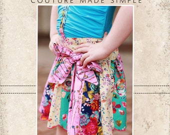 Kataleya's Scalloped Sizes NB to 14 Kids Skirt PDF Pattern | Gathered Scallop Stripwork Skirt