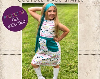 Jackie's Oh So Retro Pocket Dress Sizes 2T to 15/16 Kids and Doll PDF Pattern | A0 Pattern Pieces | Projector Files