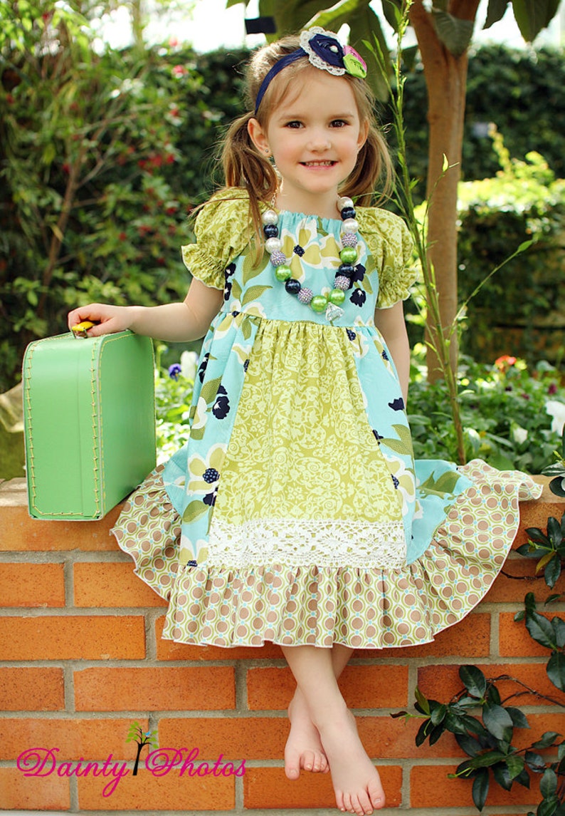 Molly's Faux Apron Peasant Dress PDF Pattern size Newborn to 8 Kids Plus Free Doll Pattern image 2