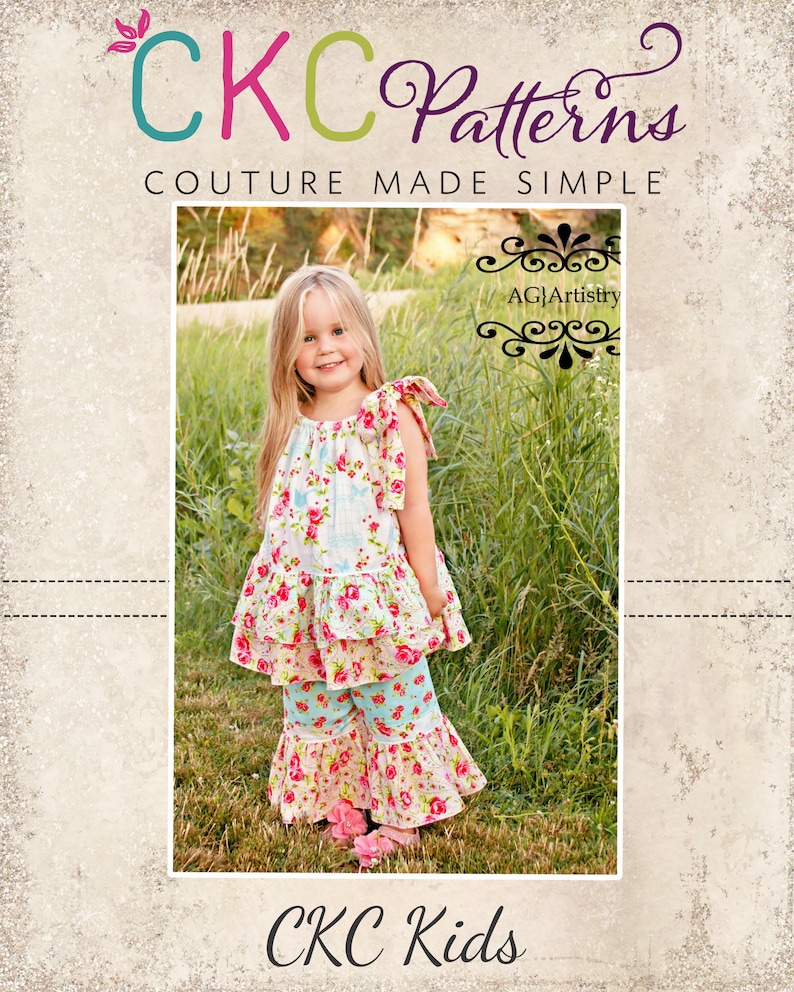 Harper's Pillowcase Ruffle Top and Dress PDF Pattern size Newborn to size 8 Kids Plus Free Doll Pattern image 1