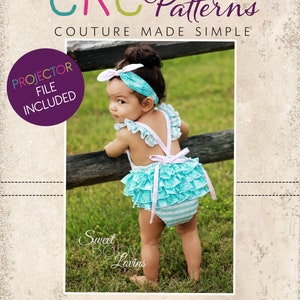 Jaimesyn&#39;s Ruffle Bottom Romper Sizes Newborn to 18/24m PDF Pattern | Boutique Style | A0 and Projector File | Babies | Overalls | Jumper