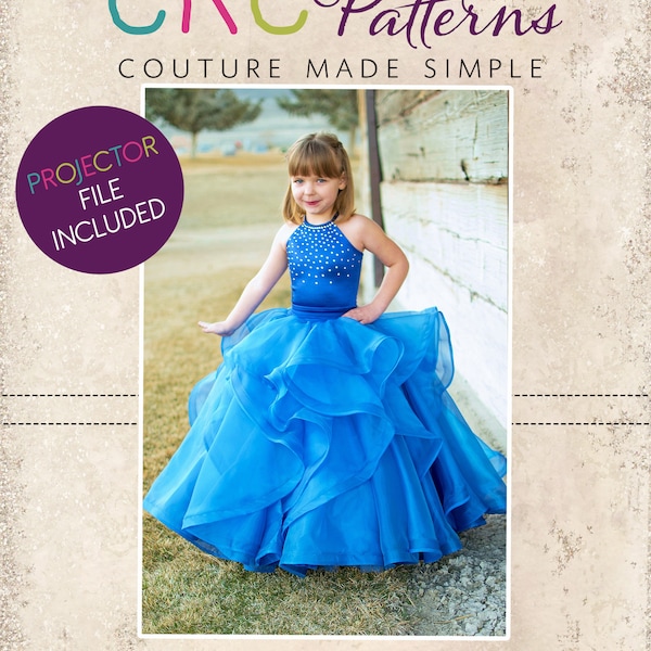 Diamond‘s Dazzling Dress Sizes 2T to 14 Kids PDF Pattern | Flower Girl| Pageants | Glitzy | Glitz | Fancy | A0 and Projector Files