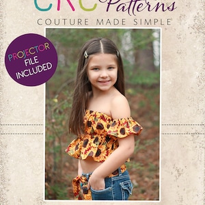 Fleur&#39;s Crop Top, Shirt, and Dress Sizes NB to 14 Kids PDF Pattern | A0 and Projector Files