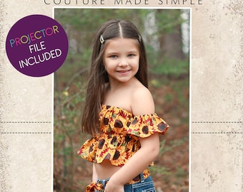 Fleur's Crop Top, Shirt, and Dress Sizes NB to 14 Kids PDF Pattern | A0 and Projector Files