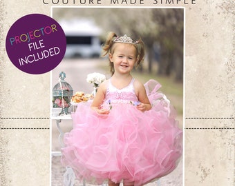 Brazil’s Tulle Horse Hair Braid Dress Sizes 12/18m to 14 Kids PDF Pattern | Flower Girl| Pageants | Glitzy | Glitz | A0 and Projector File
