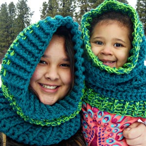 Mona Hoodie Cowl Crochet PDF Pattern Toddler, Child and Tween/Adult sizes