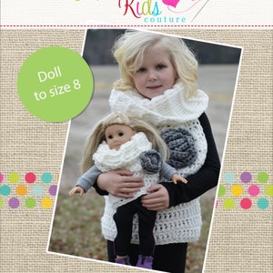 Esme’s Cowl Vest Crochet PDF Pattern sizes doll, 12-24m through 8 girls