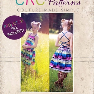 Honey’s Tie-Back Dress, Maxi and Romper Sizes NB to 14 Kids and Dolls PDF Pattern | A0 and Projector Files